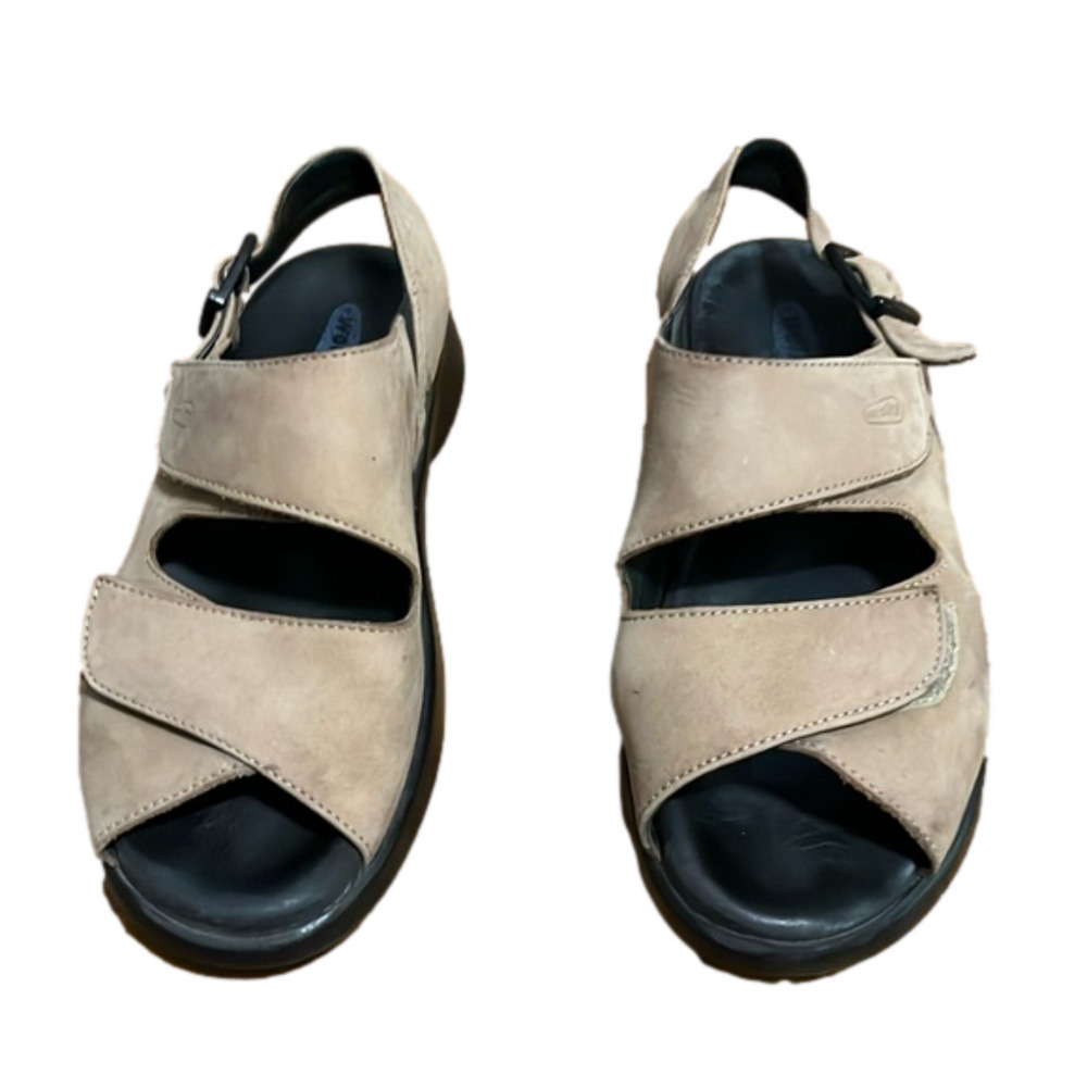 Wolky sandals, tan color, size 38, some wear on left toe pad see picture